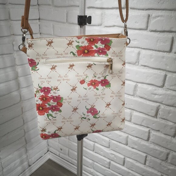 2 / $30.00 - Beverly Hills Polo Club Ladies Cream with Flowers Cross Body Bag - Picture 4 of 10